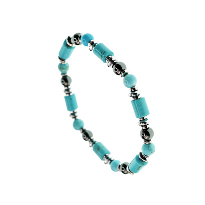 Bracciale elastico uomo con pietre Cilindriche e Ematite