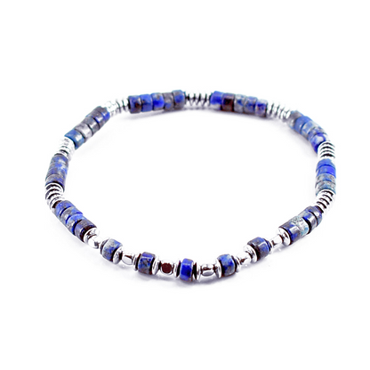 Bracciale elastico in Pietre Dure ed Ematite a Rondelle