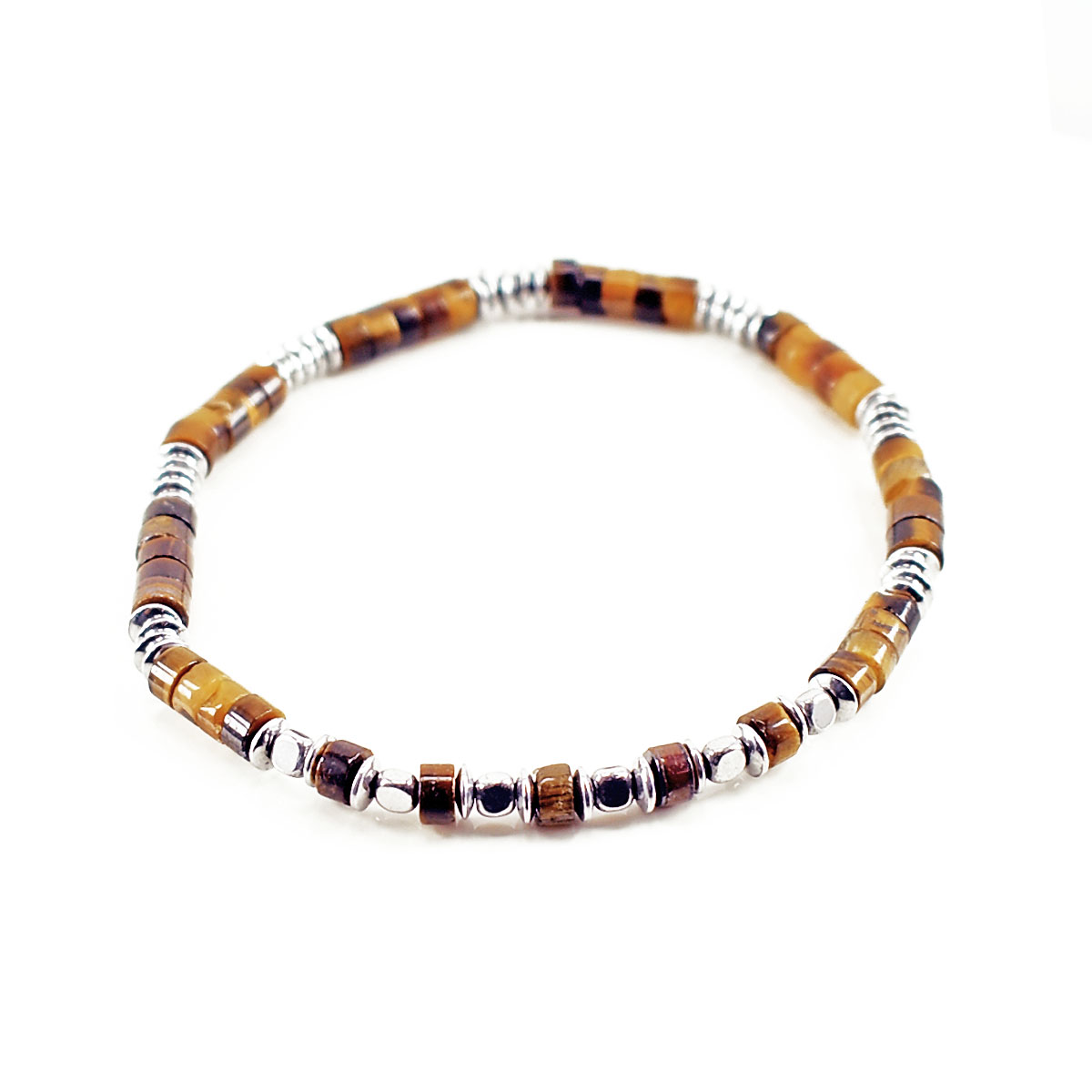 Bracciale elastico in Pietre Dure ed Ematite a Rondelle