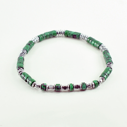 Bracciale elastico in Pietre Dure ed Ematite a Rondelle