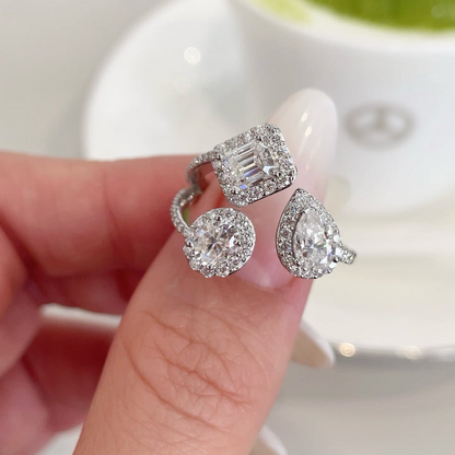 Anello 3 Zirconi Irregolari, ARGENTO 925