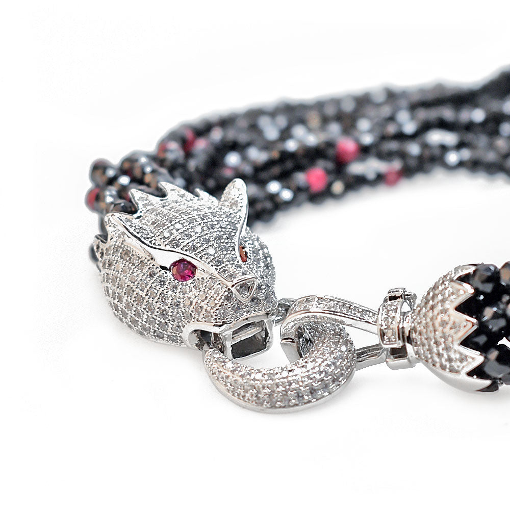 Long Necklace with Multicolor Sapphire Stones, S925 Silver and Gold