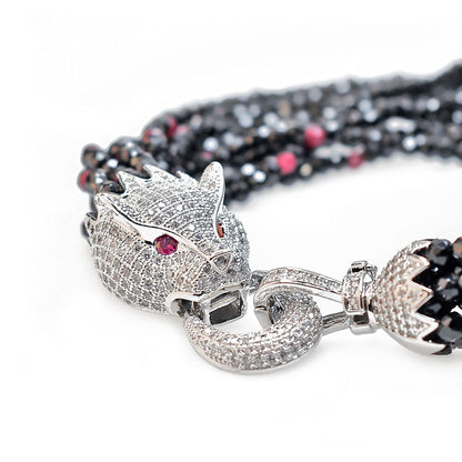 Long Necklace with Multicolor Sapphire Stones, S925 Silver and Gold