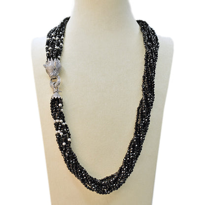 Long Necklace with Multicolor Sapphire Stones, S925 Silver and Gold