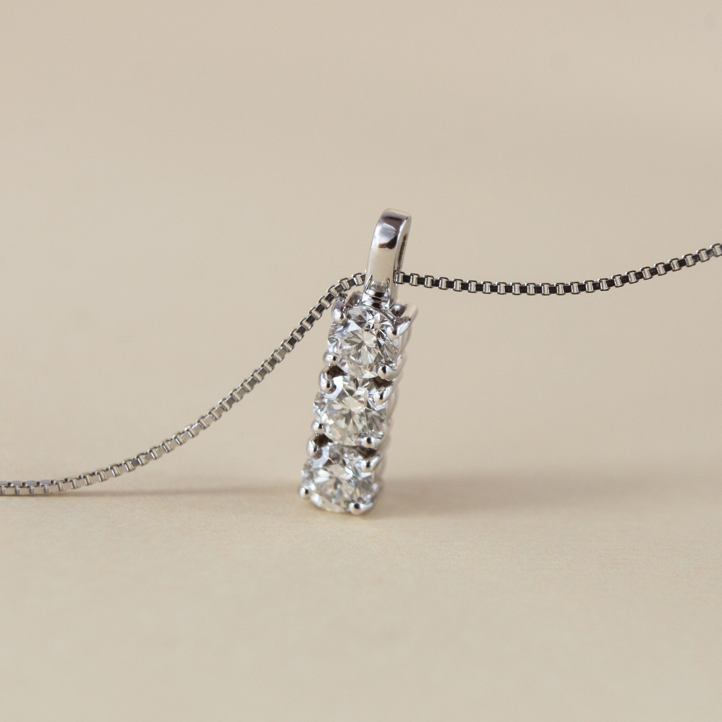 Collana Trilogy in MOISSANITE certificata, in Argento S925