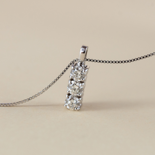 Collana Trilogy in MOISSANITE certificata, in Argento S925