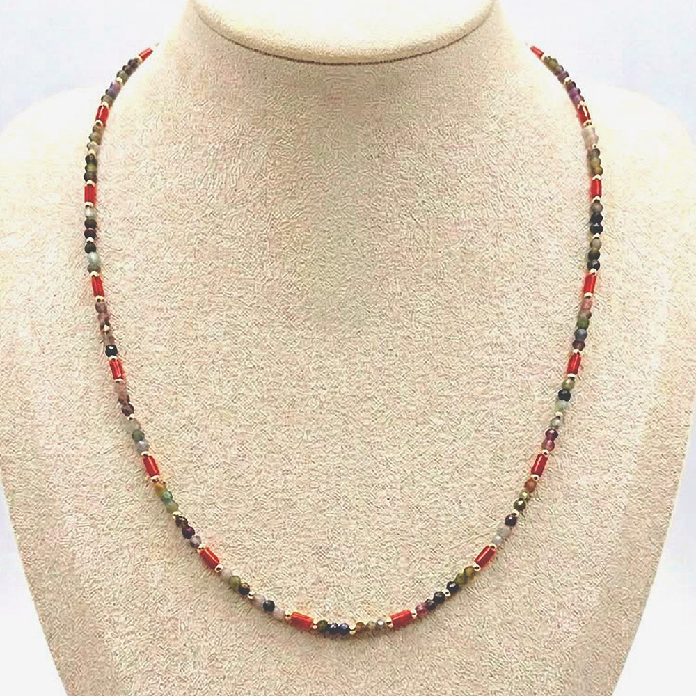 Collana in Pietre Dure da 2mm con chiusura di Acciaio Dorata