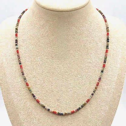 Collana in Pietre Dure da 2mm con chiusura di Acciaio Dorata