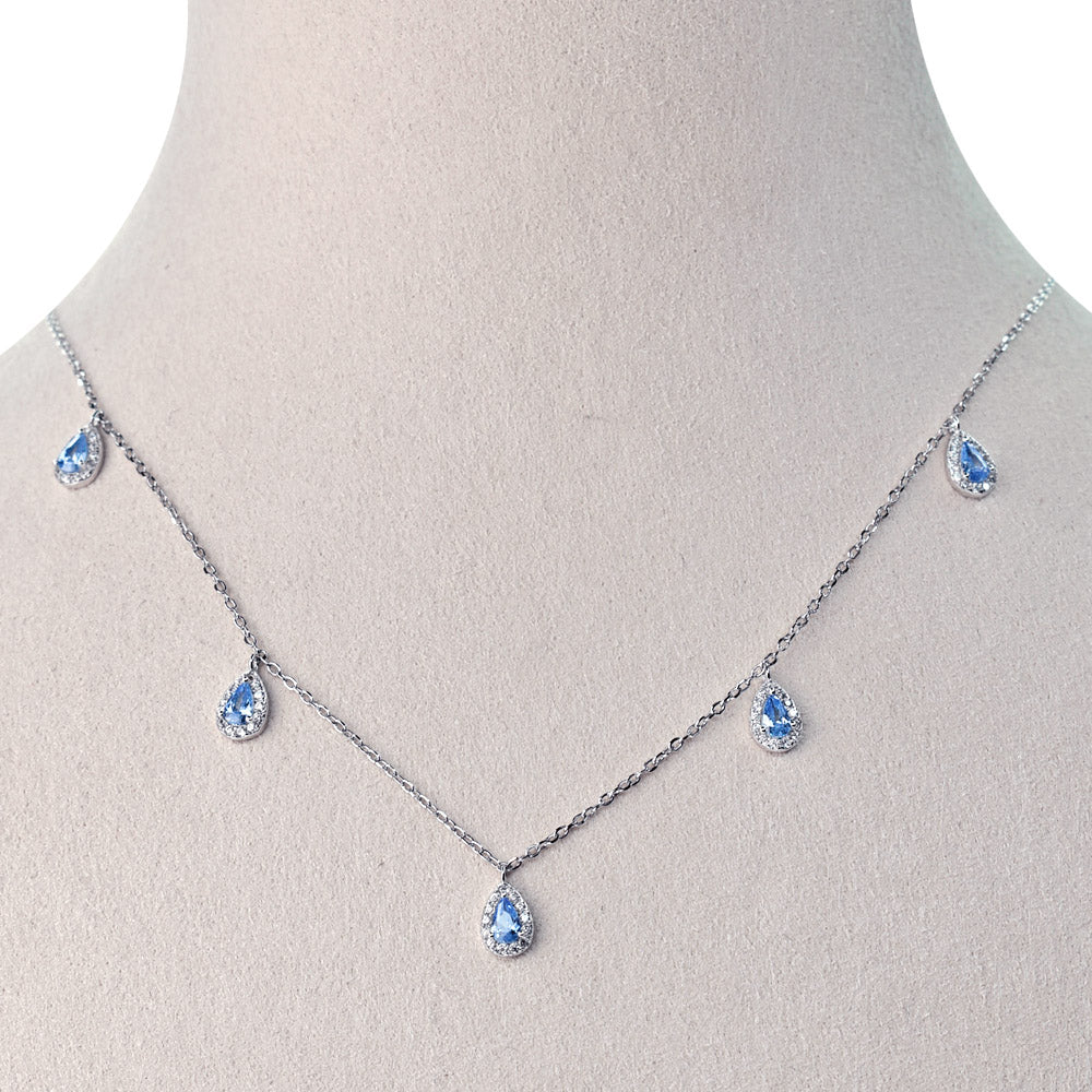 Collana con pendenti a goccia stile Kate, Argento s925