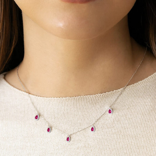 Collana con pendenti a goccia stile Kate, Argento s925