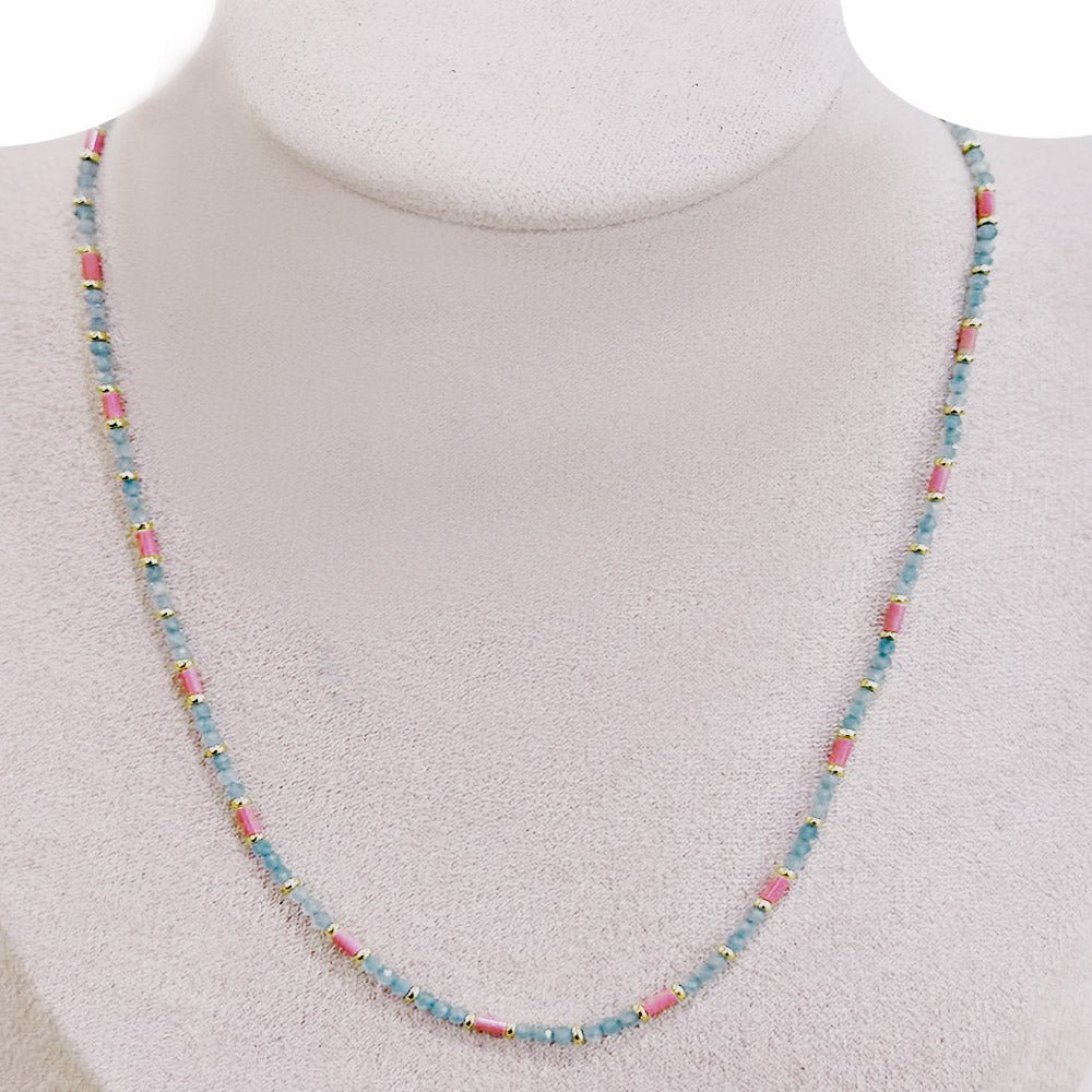 Collana in Pietre Dure da 2mm con chiusura di Acciaio Dorata
