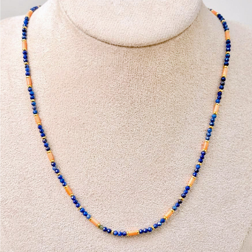 Collana in Pietre Dure da 2mm con chiusura di Acciaio Dorata