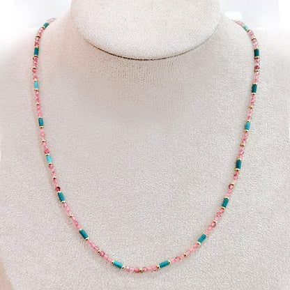Collana in Pietre Dure da 2mm con chiusura di Acciaio Dorata