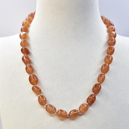 Long Necklace with Multicolor Sapphire Stones, S925 Silver and Gold