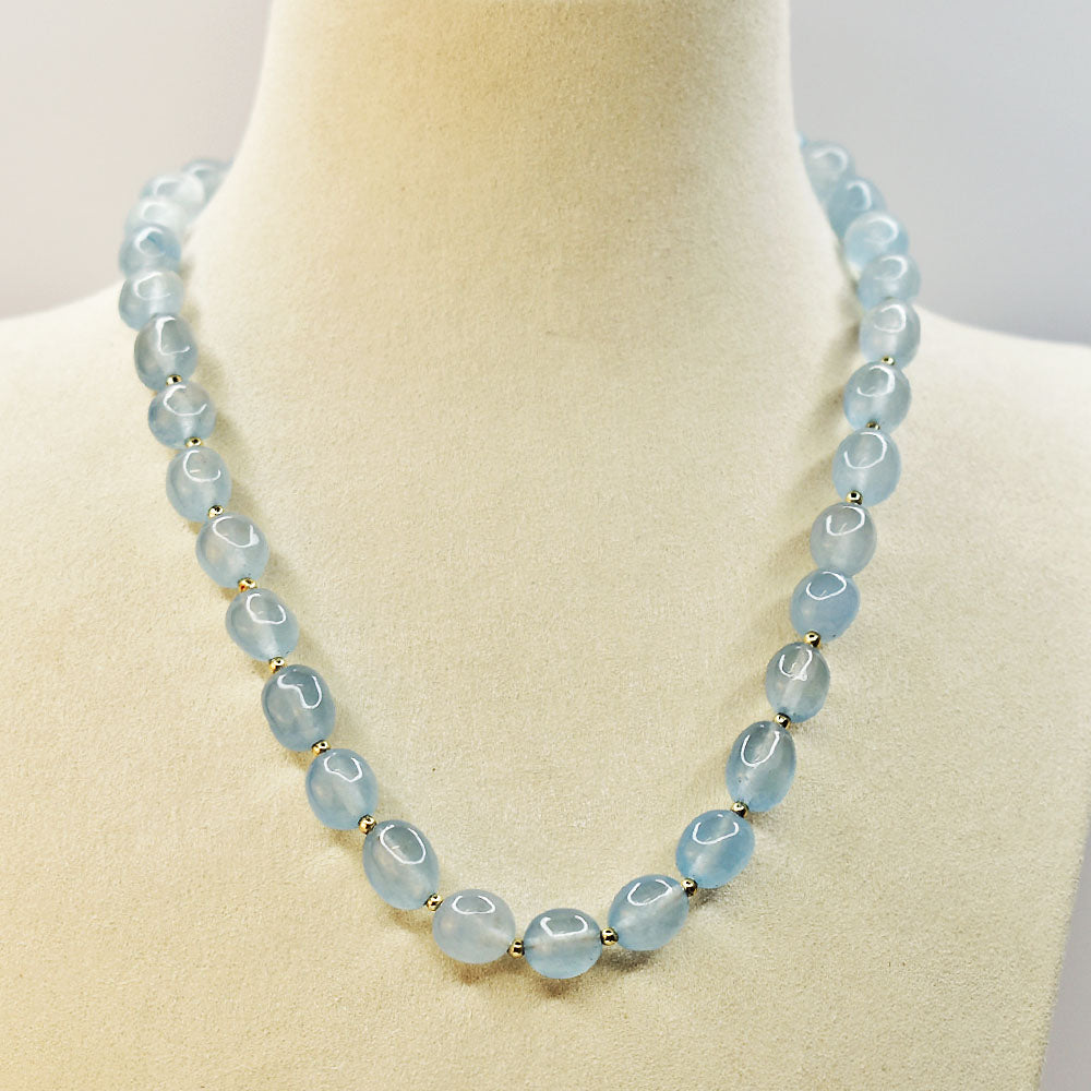 Long Necklace with Multicolor Sapphire Stones, S925 Silver and Gold