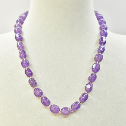 Long Necklace with Multicolor Sapphire Stones, S925 Silver and Gold