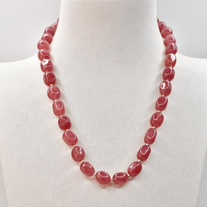 Long Necklace with Multicolor Sapphire Stones, S925 Silver and Gold