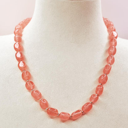 Long Necklace with Multicolor Sapphire Stones, S925 Silver and Gold