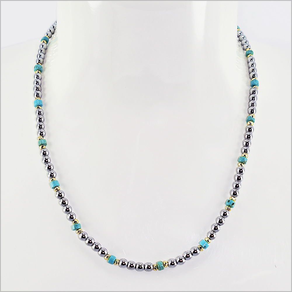 Collana Catena con Pietra Aulite, Acciaio Inox