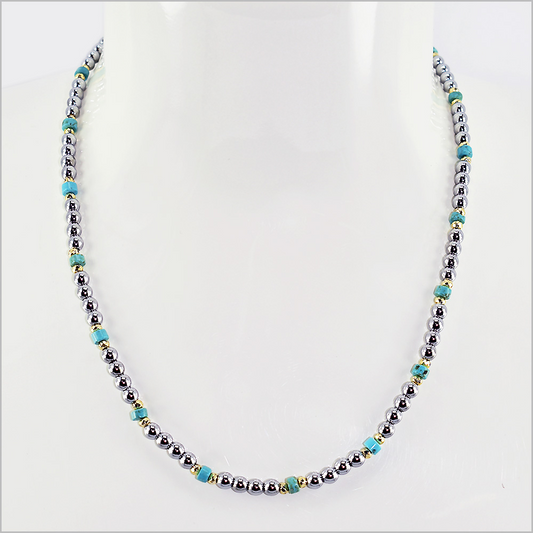 Collana Catena con Pietra Aulite, Acciaio Inox