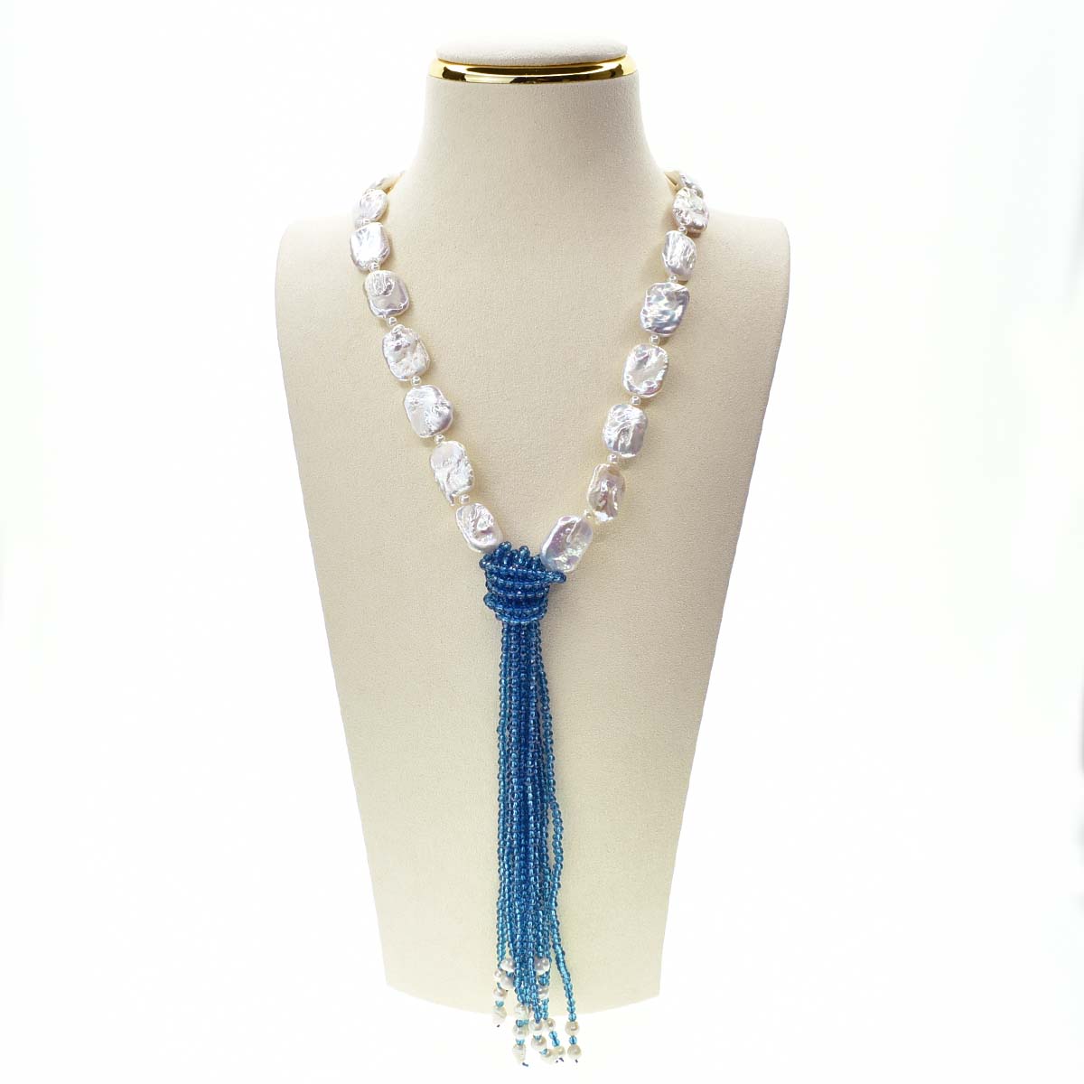 Collana Cravatta da Donna, con Perle e Pietre Naturali