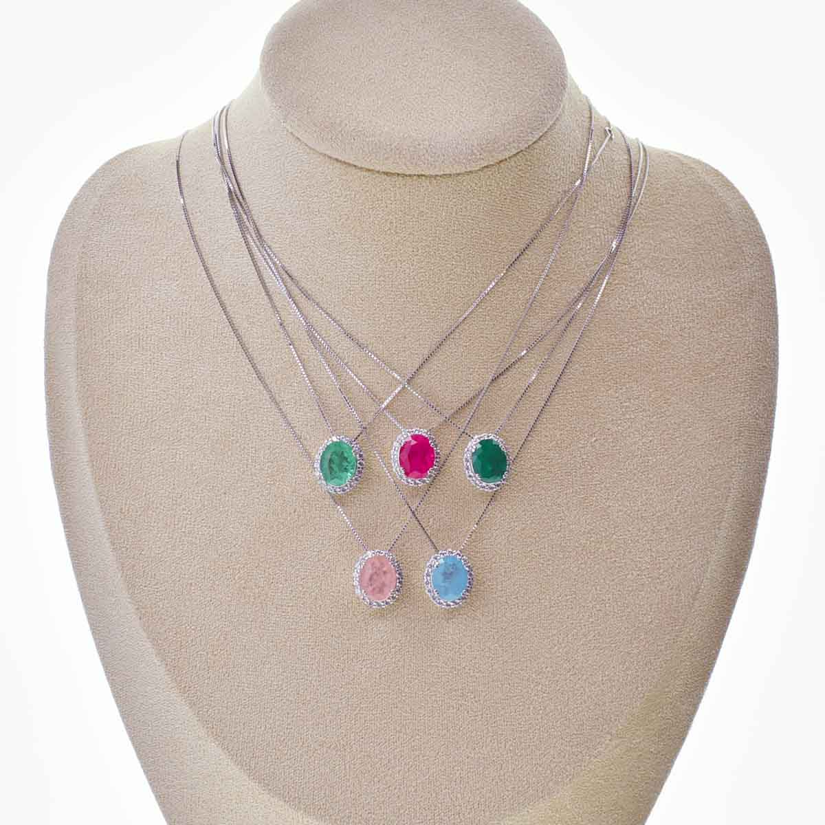 Collana con Pietra Idrotermale Ovale, Argento s925