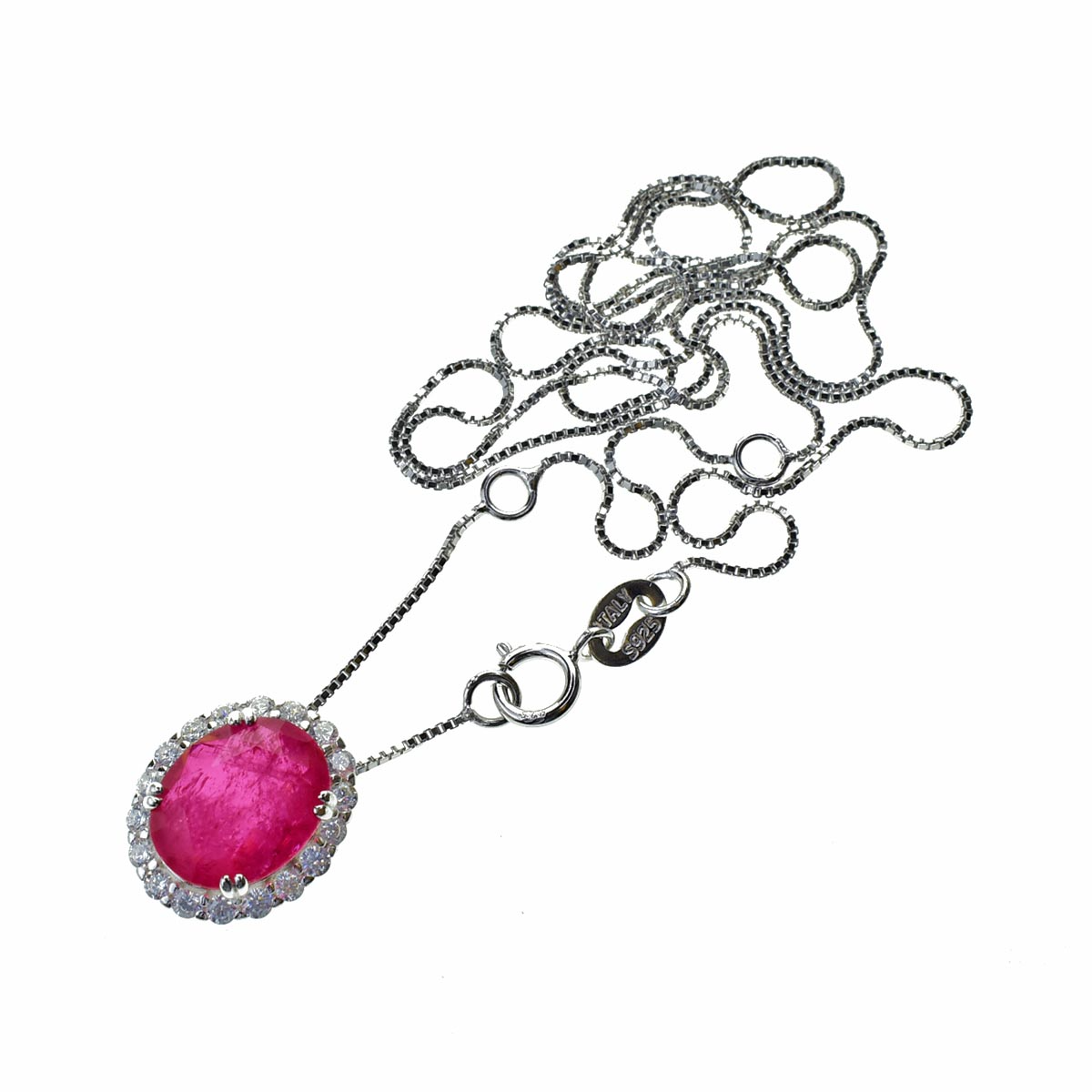 Collana con Pietra Idrotermale Ovale, Argento s925