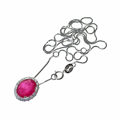 Collana con Pietra Idrotermale Ovale, Argento s925