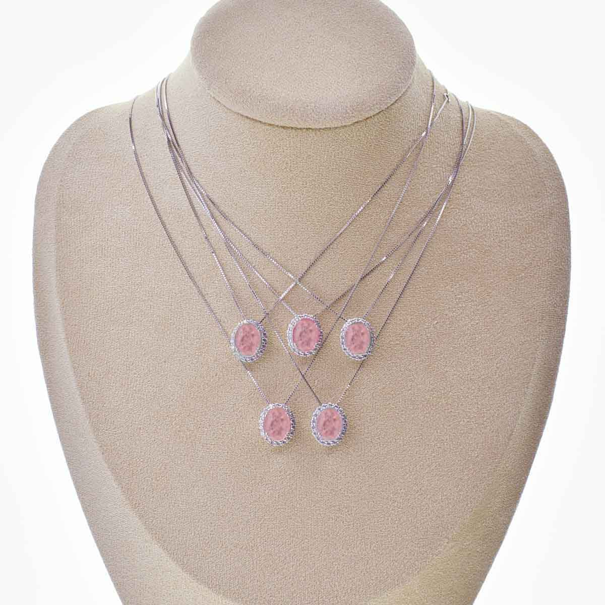 Collana con Pietra Idrotermale Ovale, Argento s925