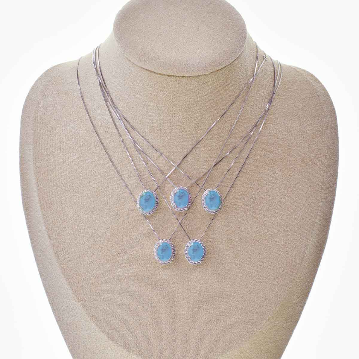 Collana con Pietra Idrotermale Ovale, Argento s925