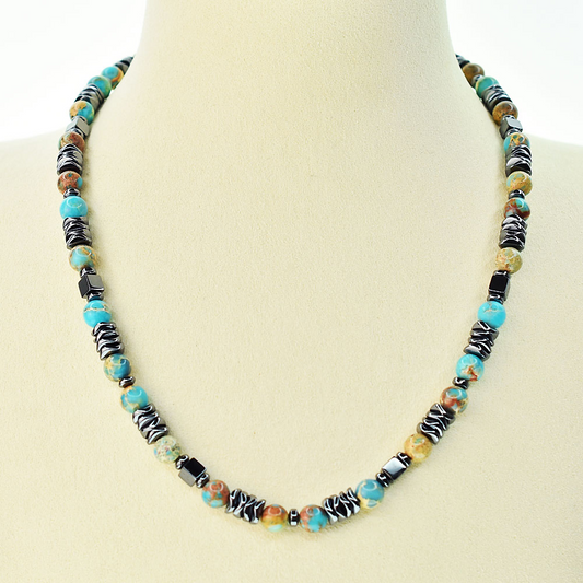 Collana Aulite ed Ematite, Acciaio Inox