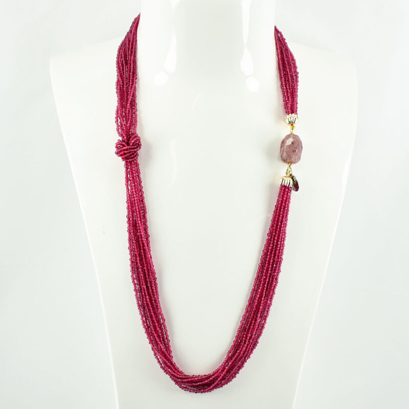 Collana Lunga in Quarzo Fragola