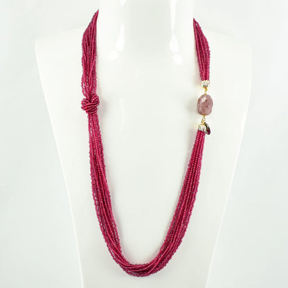 Collana Lunga in Quarzo Fragola