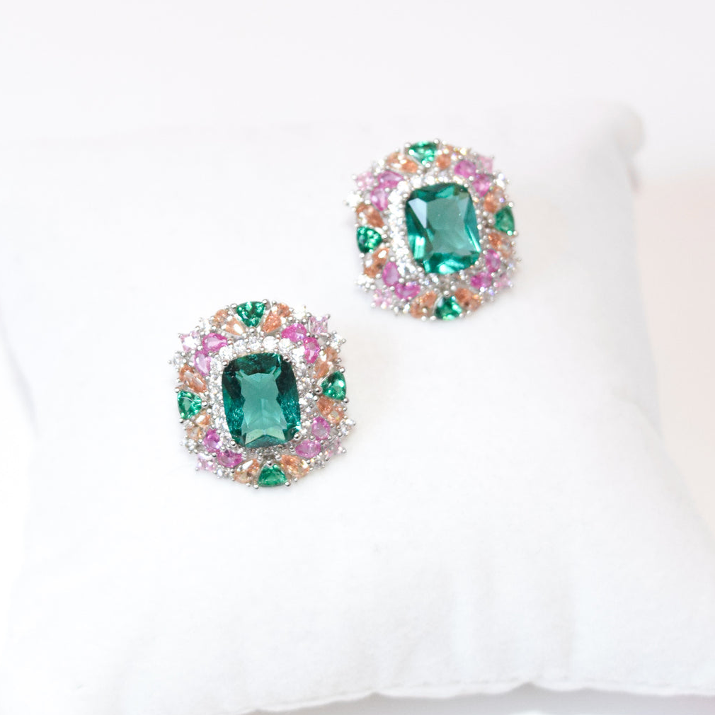 Orecchini Cleopatra, in Argento 925 con Zircone Rettangolare