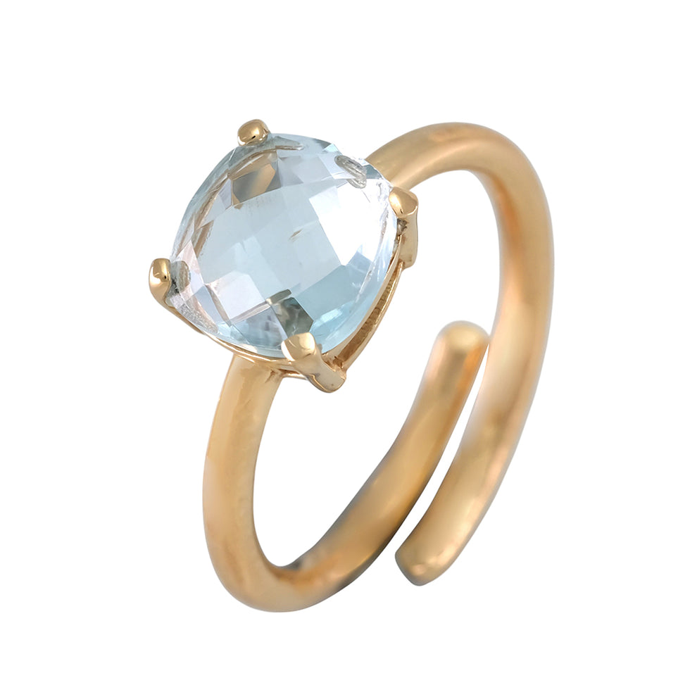 Ring with Square Precious Stones, 8mm, s925 Silver