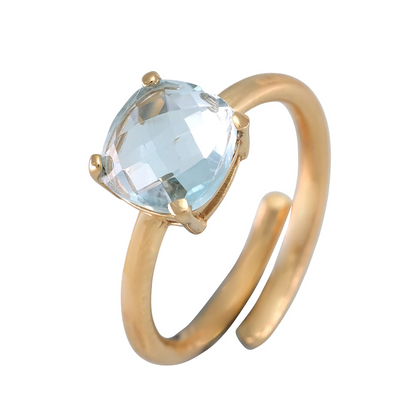 Ring with Square Precious Stones, 8mm, s925 Silver