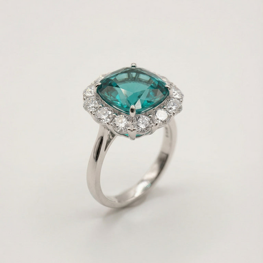 Anello Quadrato Brilliance Paraiba, Argento s925