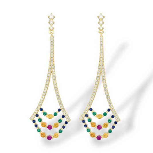 Orecchini Pendenti Chandelier, Argento S925 e Oro