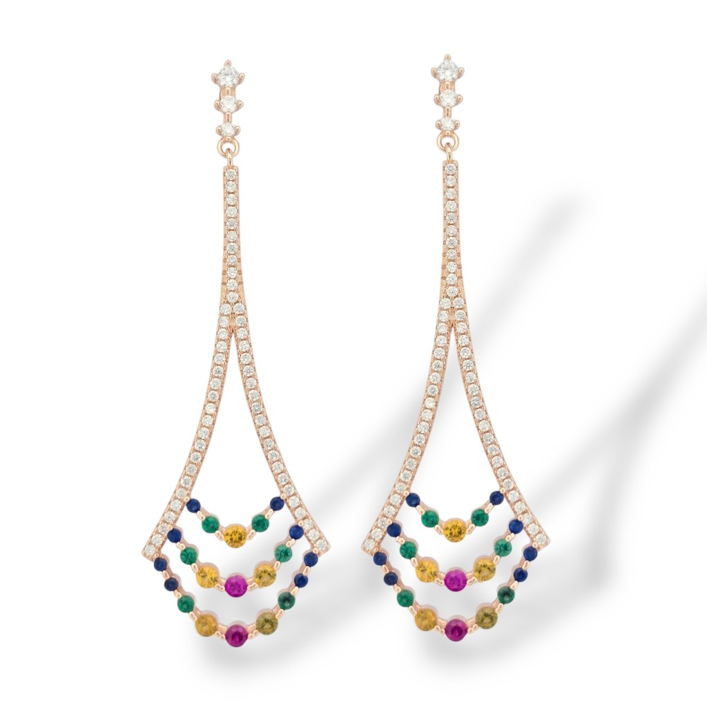 Orecchini Pendenti Chandelier, Argento S925 e Oro