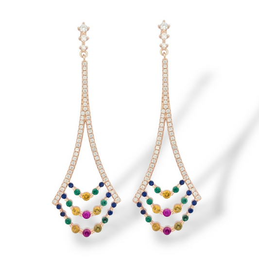 Orecchini Pendenti Chandelier, Argento S925 e Oro