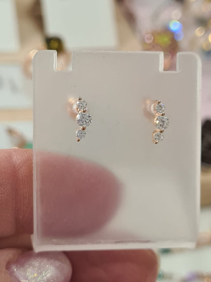 Orecchini MINI Tris con Zirconcini, in Argento 925