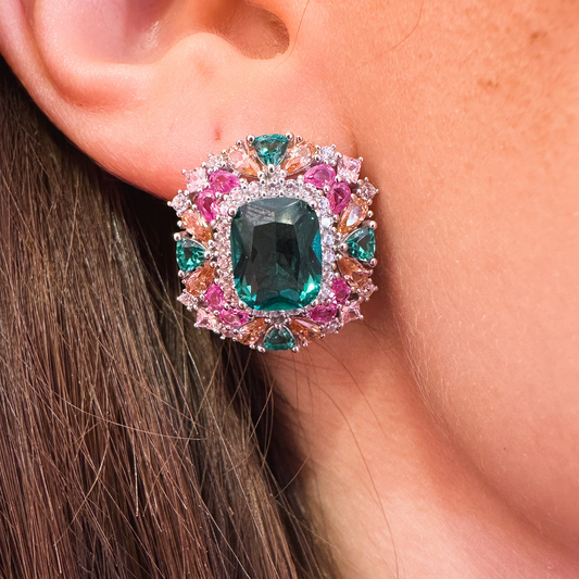 Orecchini Cleopatra, in Argento 925 con Zircone Rettangolare