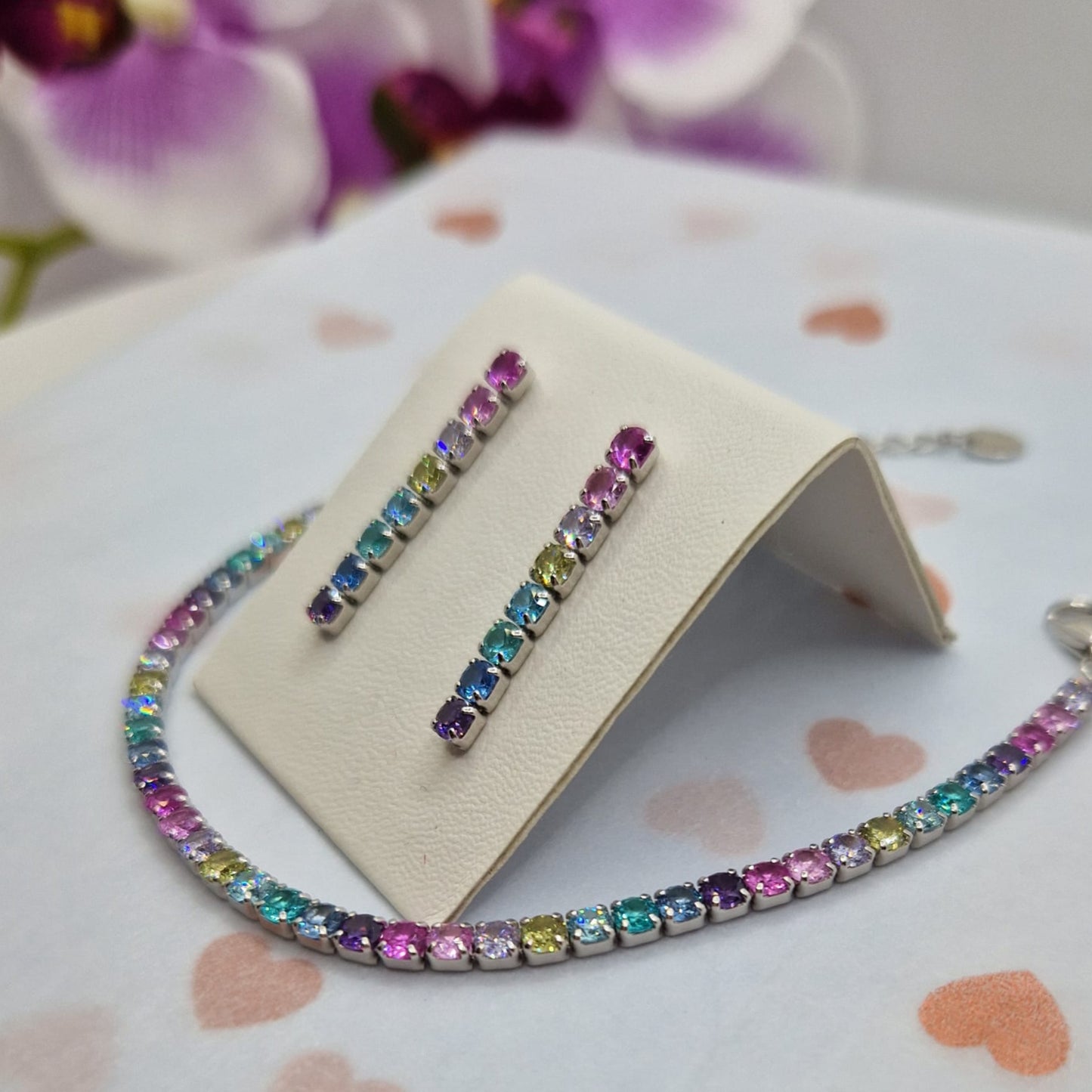 Rainbow Tennis Bracelet 3mm, in S925 Silver and Rainbow Paraiba Zirconia