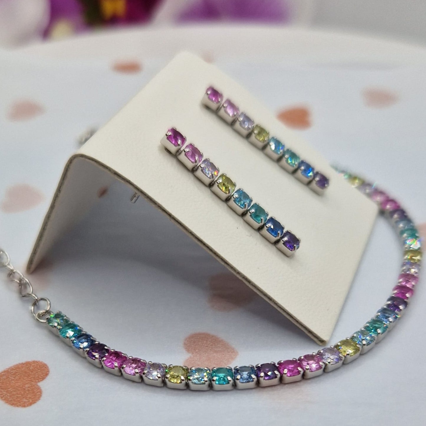 Rainbow Tennis Bracelet 3mm, in S925 Silver and Rainbow Paraiba Zirconia