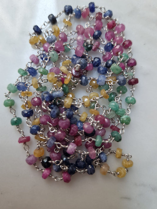 Collana Pietre di Zaffiro Multicolor, Argento S925