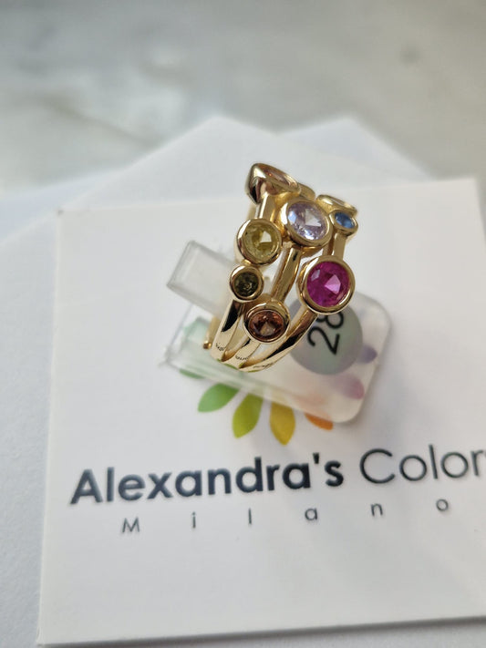 Anello Fascia Multicolor, in Argento S925 e Zirconi