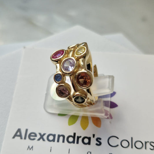 Anello Fascia Multicolor, in Argento S925 e Zirconi