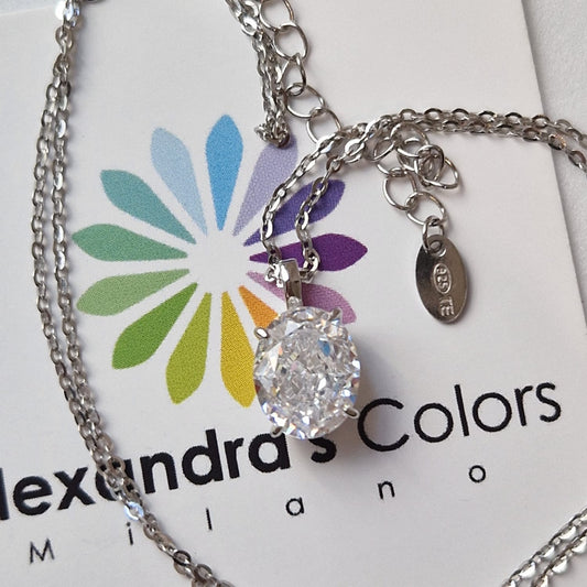 Collana con Brillante Ice Cut, Argento S925