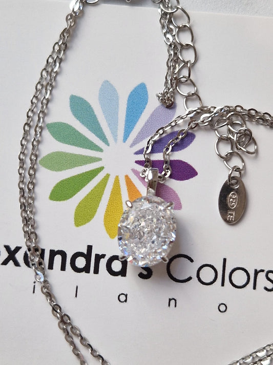 Collana con Brillante Ice Cut, Argento S925