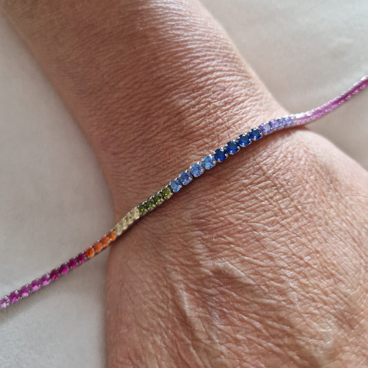 Bracciali Tennis 3mm Multicolor, Argento S925